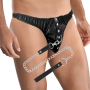 DARKNESS - Bondage-Tanga mit Metallkette und veganem Leder