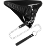 DARKNESS - Bondage-Tanga mit Metallkette und veganem Leder