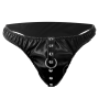 DARKNESS - Bondage-Tanga mit Metallkette und veganem Leder
