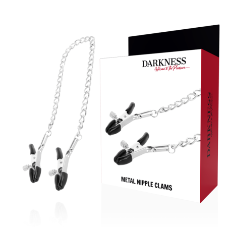 DARKNESS - Verstellbare Metall-Nippelklemmen mit Kette
