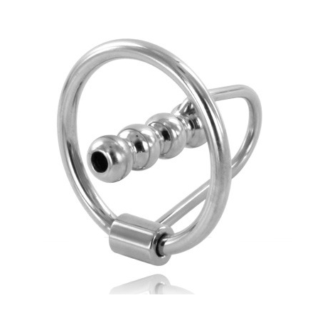 METAL HARD - Peniskopf-Ring mit Harnröhrenplug 28mm aus hypoallergenem Stahl