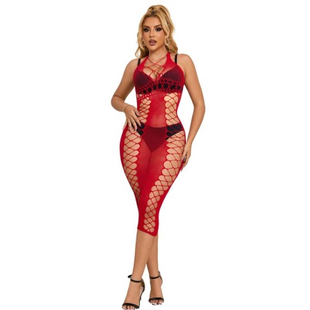 SUBBLIME - 952327 Langes rotes Netzkleid One Size