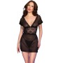 CHILIROSE CR 4830 Babydoll aus schwarzem transparentem Tüll, Größe S