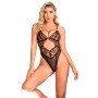 SUBBLIME Transparenter Body mit schwarzer Hohlsaum-Spitze S/M