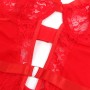 SUBBLIME Teddy mit Strapshaltern, Spitzen-Detail & Streifen in Rot S/M