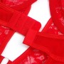 SUBBLIME Teddy mit Strapshaltern, Spitzen-Detail & Streifen in Rot S/M
