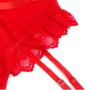 SUBBLIME Teddy mit Strapshaltern, Spitzen-Detail & Streifen in Rot S/M