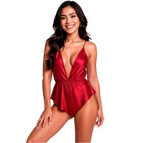 PASSION SENSIE Body Bordeaux S/M – Eleganter Satin-Body mit verstellbaren Trägern