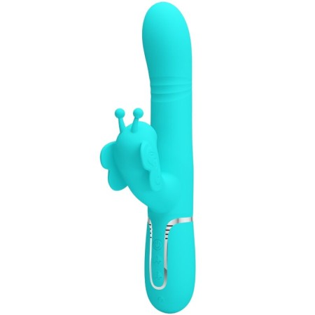 PRETTY LOVE - Multifunktionaler 4-in-1 Rabbit Vibrator Schmetterling Aqua Grün
