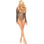 Leg Avenue Kristallisierter Langarm-Body Schwarz