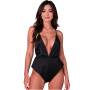 PASSION SENSIE Body Schwarz S/M – Eleganter Satin-Body mit V-Ausschnitt