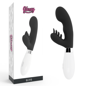 GLOSSY - ELVIS RABBIT SCHWARZ Silikon-Massagegerät mit 10 Funktionen
