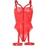 SUBBLIME - Rotes Teddy mit integrierten Strapshaltern und Brustdetail S/M