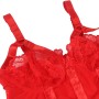 SUBBLIME - Rotes Teddy mit integrierten Strapshaltern und Brustdetail S/M