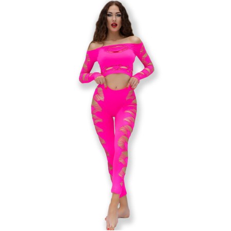 CHILIROSE CR 4632 Top & Leggings Set Fuchsia S/L – Nahtloses Komfort-Duo
