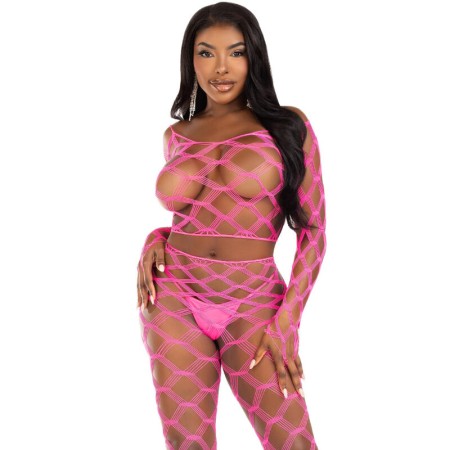LEG AVENUE - Hardcore Netz-Top & Leggings in Fuchsia