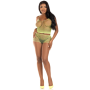LEG AVENUE - Set Netzshirt & Shorts in Limette
