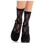 Leg Avenue Schwarze Spitzen-Bow-Töckelsocken – Elegante Netzoptik
