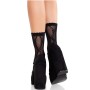 Leg Avenue Schwarze Spitzen-Bow-Töckelsocken – Elegante Netzoptik