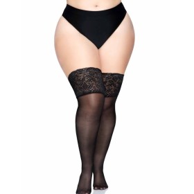 Leg Avenue Plus Size Schwarze Selbsthaftende Strümpfe mit Breitspitze
