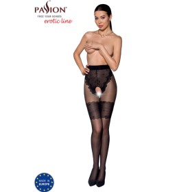 PASSION TIOPEN 013 Elegante schwarze halbdurchsichtige Strümpfe 20/40 DEN