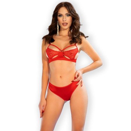 CHILIROSE CR 4676 Zweiteiliges rotes Dessous-Set, elastisch und elegant, XL