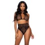 Leg Avenue Zweiteiliges Set: Kurzes Neckholder-Top & High-Waist Tanga, Einheitsgröße