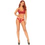 LEG AVENUE - 2-teiliges Set mit Spitzen-Bralette und Doppelriemen-String in Rot M/L