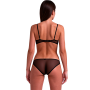 PASSION INTIMARI Set: Offener Spitzen-BH & Transparente Mesh-Slip Schwarz S/M