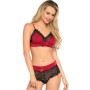 LEG AVENUE - Zweiteiliges Set aus Spitze und Satin in Schwarz und Rot L/XL