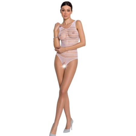 PASSION WOMAN BS086 Weißer Bodystocking, Einheitsgröße