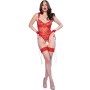 CHILIROSE CR 4881 Rotes Crotchless Body mit Spitzenmanschetten
