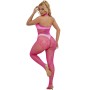 SUBBLIME - 952389 Netz- und Spitzen-Bodystocking mit offenem Schritt und hohem Kragen, Pink, One Size