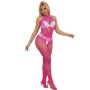 SUBBLIME - 952389 Netz- und Spitzen-Bodystocking mit offenem Schritt und hohem Kragen, Pink, One Size