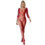 SUBBLIME - 952419 Netz-Bodystocking mit Diamantenmuster, langärmlig, rot, XS/M