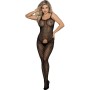 SUBBLIME - 951726 Schwarzer elastischer Netz-Bodystocking ohne Schritt, Einheitsgröße