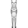 PASSION BS 102 Bodystocking Schwarz One Size – Sexy Netzkleid mit Spitze