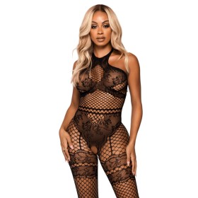 LEG AVENUE - Netz-Bodystocking mit Neckholder, Einheitsgröße, Schwarz