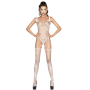 PASSION WOMAN BS034 Weißer Bodystocking, Einheitsgröße