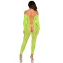 LEG AVENUE - Bodystocking ohne Schritt aus exotischer Schlangenspitze in Neon-Grün