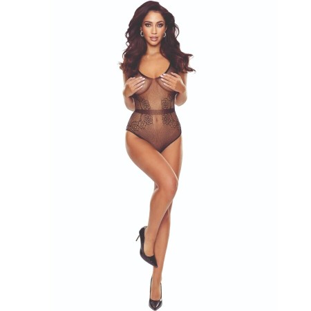 PASSION BS115 Schwarzer Netz-Bodystocking aus Spitze