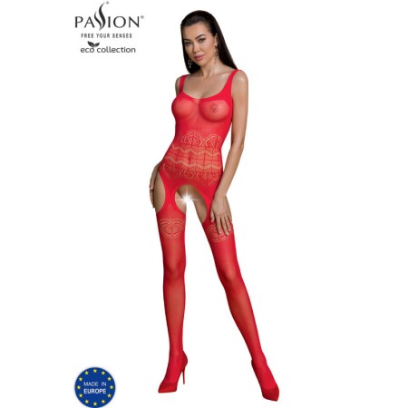 PASSION - ECO COLLECTION Bodystocking ECO BS005 Rot - Nachhaltige erotische Kleidung