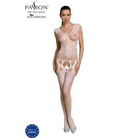 PASSION - ECO COLLECTION Bodystocking ECO BS014 Weiß - Nachhaltige erotische Damenunterwäsche