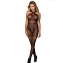 SUBBLIME 951948 Netz-Bodystocking mit überkreuzten Halsriemen, Schwarz, Einheitsgröße