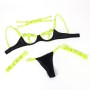 SUBBLIME Set mit BH, Halskette und Bein-Details in fluoreszierendem Grün L/XL