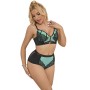 SUBBLIME - Grünes Patentleder Mesh Push-up BH Set S/M