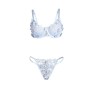SUBBLIME - 957636 BH- und Panty-Set mit blauen Blumenstickereien L/XL