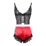 SUBBLIME - Sexy Satin & Spitzen Pyjama Schwarz/Rot L/XL