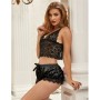 SUBBLIME Sexy Satin- und Spitzen-Pyjama Schwarz L/XL
