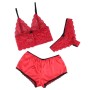 SUBBLIME - 3-teiliges Set aus Spitze und Satin, Rot S/M